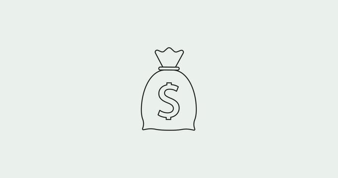 Money bag - US Dollar Currency. Motion graphic design. Alpha channel.