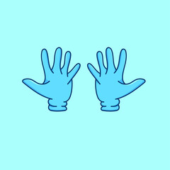 Fototapeta na wymiar Blue hand with gloves isolated vector illustration cartoon style for graphic design resources, icon, sign, symbol