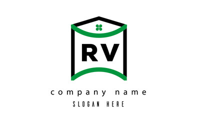 RV creative real estate latter logo vector