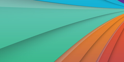 Fototapeta na wymiar Purple, orange, green, yellow and blue fluid wave color background. Dynamic textured geometric element. Modern gradient light vector illustration.