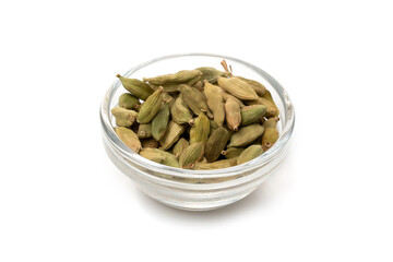 Pile of green Cardamom, cardamon or cardamum (dried fruits of Elettaria cardamomum)