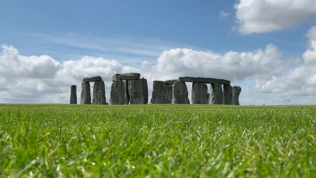 The ancient standing stones of the stone circle Stonehenge in the UK