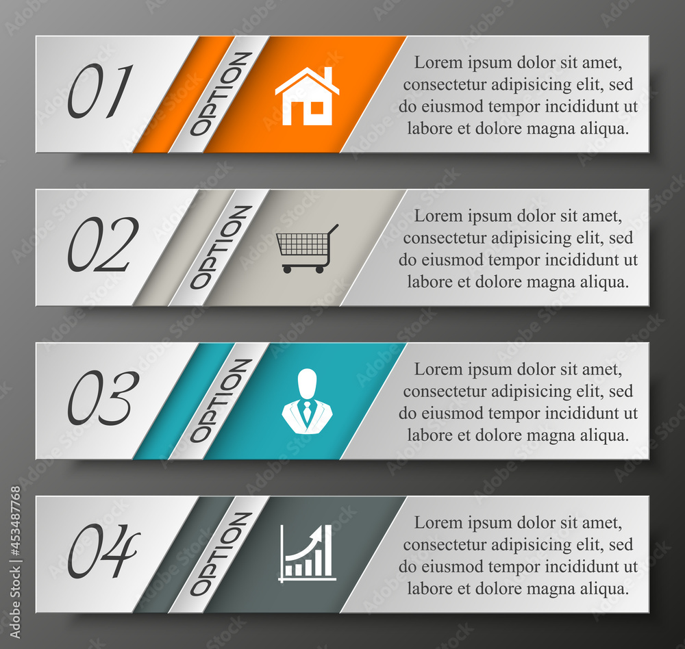 Poster modern minimal arrow elements for business infographics. material style. vector illustration. can be