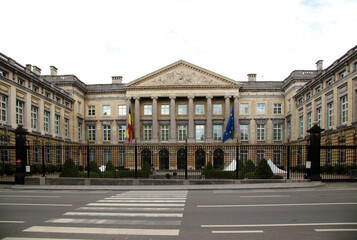 Fototapeta na wymiar Brussels, Belgium. The building of the federal parliament of Belgium (Palace of the Nation), 1783 