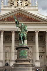 Brussels, Belgium. Monument to Godefroy Bouillon on the Royal Square