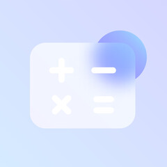 Obraz premium calculator glass morphism trendy style icon. calculator transparent glass color vector icon with blur and purple gradient. for web and ui design, mobile apps and promo business polygraphy