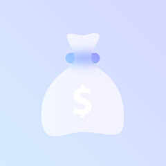 money bag glass morphism trendy style icon. money bag transparent glass color vector icon with blur and purple gradient. for web and ui design, mobile apps and promo business polygraphy