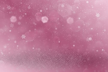 pink cute sparkling glitter lights defocused bokeh abstract background and falling snow flakes fly, festive mockup texture with blank space for your content