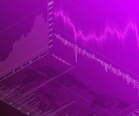 Financial business abstract digital background candle stick graph chart. Stock market investment isometry concept. Finance investment stock market exchange graph digital infographic chart illustration