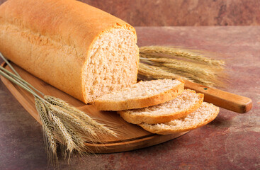 Homemade whole grain bread loaf