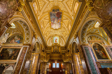 Fototapeta na wymiar Interior view of the Church Sant'Antonio dei Portoghesi in Rome, Italy. August-12-2021