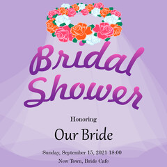 Invitation card to bridal shower with rose