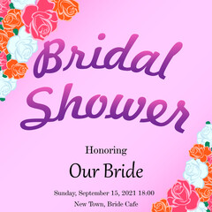 Invitation card to bridal shower with rose