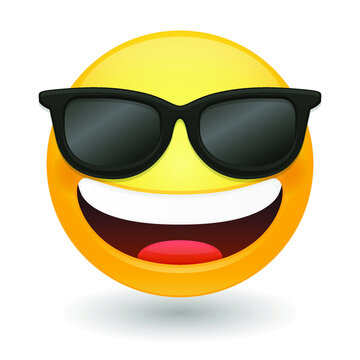 Sunglasses Laugh Emoji Icon Illustration Sign. Grinning Face with Smiling Eyes Vector Symbol Emoticon Design Vector Clip Art.