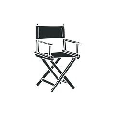 Director Chair Icon Silhouette Illustration. Movie and Theater Vector Graphic Pictogram Symbol Clip Art. Doodle Sketch Black Sign.