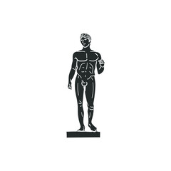 Doryphóros Statue Icon Silhouette Illustration. Polykleitos Sculpture Vector Graphic Pictogram Symbol Clip Art. Doodle Sketch Black Sign. - obrazy, fototapety, plakaty