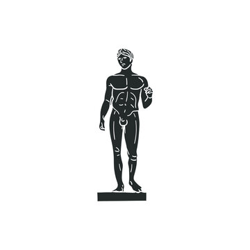 Doryph&oacute;ros Statue Icon Silhouette Illustration. Polykleitos Sculpture Vector Graphic Pictogram Symbol Clip Art. Doodle Sketch Black Sign.