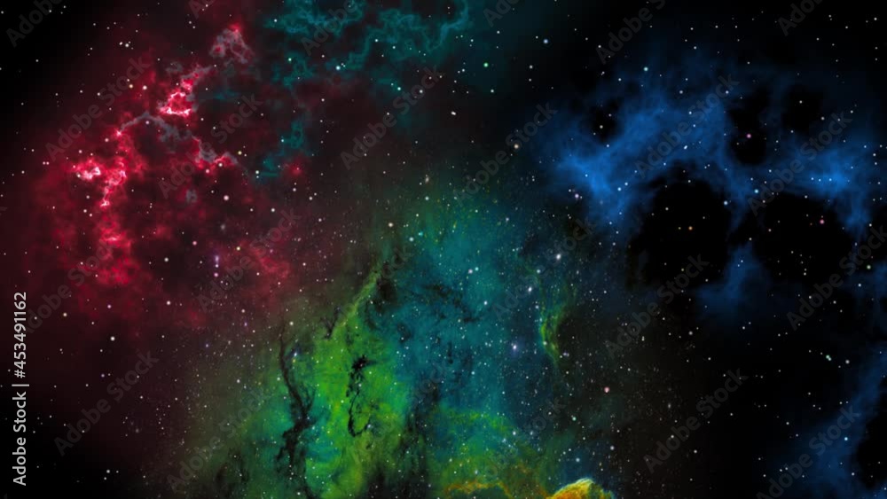 Wall mural space flight moving through universe galaxies stars and nebulae