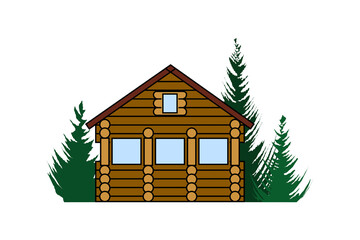 Obraz na płótnie Canvas A chopped wooden house made of logs. Construction of environmentally friendly suburban housing. Linear isolated vector illustration. Design of joinery and carpentry products. Ideal for logo, icon, web