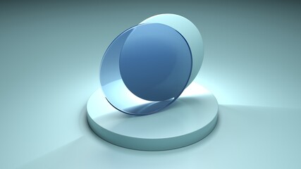 Abstract blue cylinders composition - 3D rendering illustration