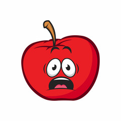 Red apple emoticon shocked face vector graphics