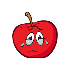 Red apple emoticon sad vector graphics