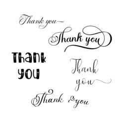 THANK YOU hand lettering custom handmade calligraphy, vector thank you inscription sign