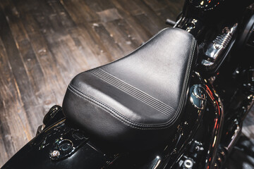 Motorcycle classic leather seat. Big Bike seat.