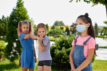 Fototapeta premium Little child girls wearing mask for protect