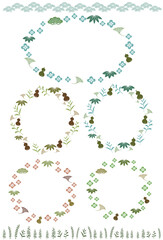 イラスト素材：カードやはがき、年賀状などに使える新年の縁起物のフレームセット