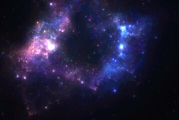 Deep space nebula with stars. Space illustration.