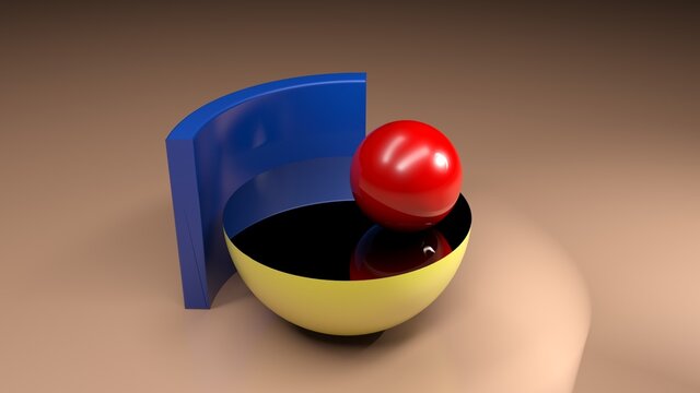 Abstract geometrical composition of objects - 3D rendering illustration