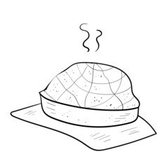 Pie Hot Baked Goods Vector Doodle Illustration