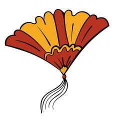 Hand Fan in Chinese style or Japanese Vector Clip Art Illustration