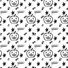 Simple halloween pattern in black and white. Vector illustration. Print. 
