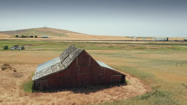 Abandoned barn in a wheat field, Creston, Washington, USA