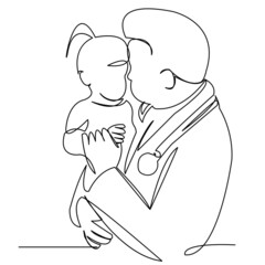 doctor with a child in the hands of a child doctor