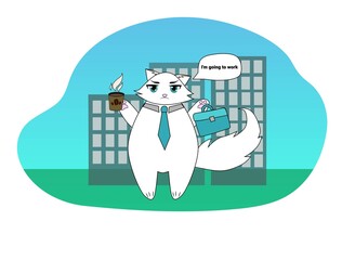 An employee goes to work in the office in the morning. The worker goes to work sad. The cat goes to work/