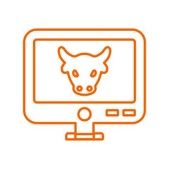 online, digital cow farming icon. Outline vector.