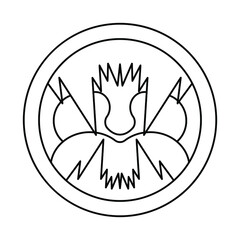 Cartoon vampire teeth vector line icon isolated on white background.