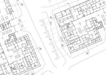 Fototapeta premium Floor plan designed building on the drawing.