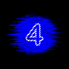 clipart icon number 4  and abstract blue brush stroke, simple, beautiful and cool vector graphic resource