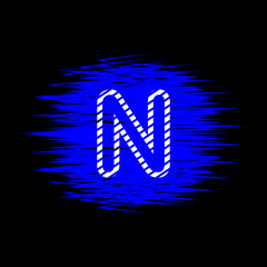 clipart icon letter n  and abstract blue brush stroke, simple, beautiful and cool vector graphic resource