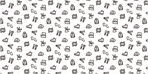 Outdoor gear icon pattern background for website or wrapping paper (Monotone icon version)