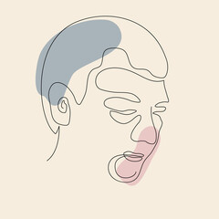 Continuous line drawing of man portrait. Contemporary hand drawn vector illustration. Minimalistic concept