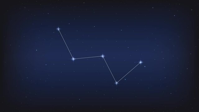cassiopeia constellation with line in galaxy, group of star, animation 