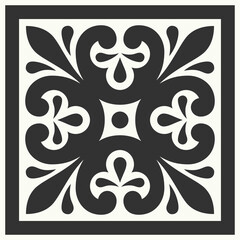Portuguese floor ceramic tiles azulejo design, mediterranean pattern black and white