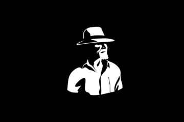 old man vector graphic with a bearded old man dressed in old-fashioned style for any business.