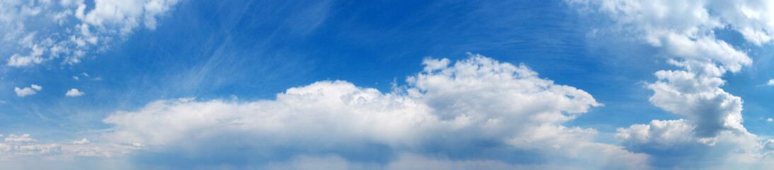 Panorama Blue sky and white clouds. Bfluffy cloud in the blue sky background