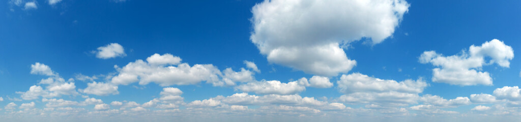 Panorama Blue sky and white clouds. Bfluffy cloud in the blue sky background